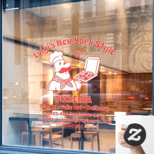 Aangepaste Pizza Restaurant Voorkant  Raamsticker (Cafe Raam)