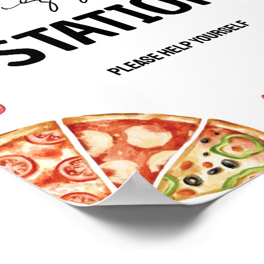 Aangepaste Pizza Station Sign Poster (Hoek)