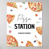 Aangepaste Pizza Station Sign Poster (Voorkant)