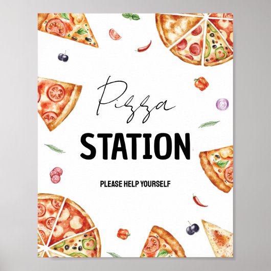 Aangepaste Pizza Station Sign Poster (Voorkant)