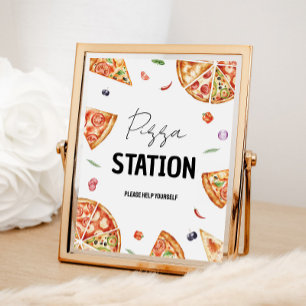 Aangepaste Pizza Station Sign Poster