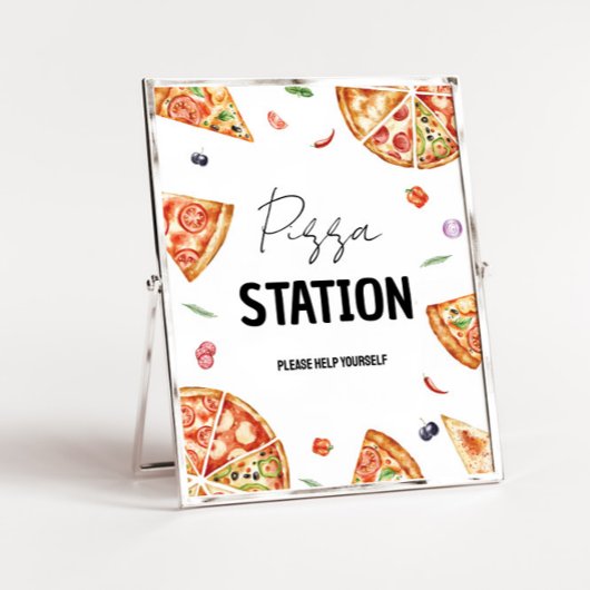 Aangepaste Pizza Station Sign Poster