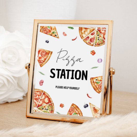 Aangepaste Pizza Station Sign Poster