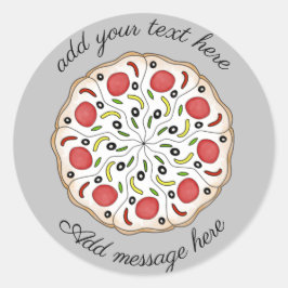 aangepaste pizzatekst ronde sticker