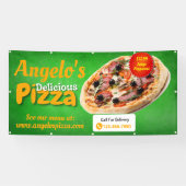 Aangepaste Pizzeria Restaurant Grote Buitenmuur Spandoek (Horizontaal)