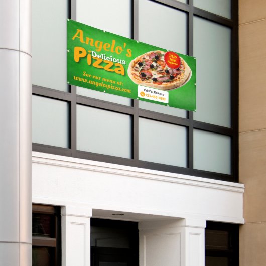 Aangepaste Pizzeria Restaurant Grote Buitenmuur Spandoek (Buitenkant Gebouw)