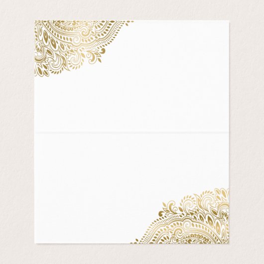 Aangepaste plaats kaart goud bloemenpaisley kant visitekaartje (Binnenkant ongevouwen)