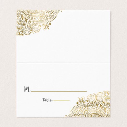 Aangepaste plaats kaart goud bloemenpaisley kant visitekaartje (Buitenkant ongevouwen)