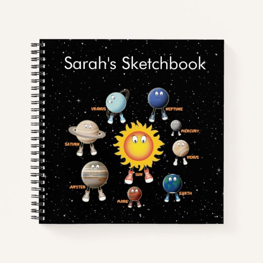Aangepaste planeten en het zonnestelsel schetsboek notitieboek (Voorkant)