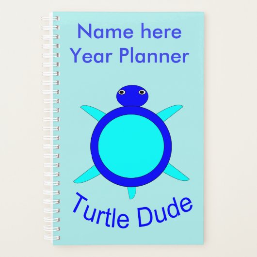 Aangepaste plank voor Bright Blauwe Turtle Man Planner (Voorkant)