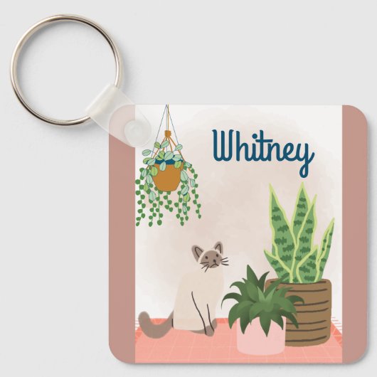 Aangepaste Plant- en kattendekketting Sleutelhanger (Voorkant)