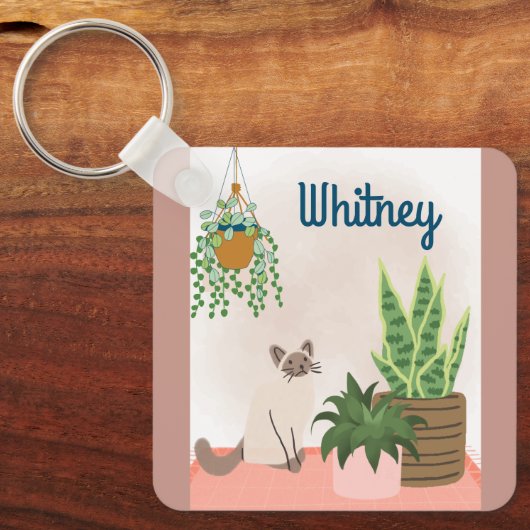 Aangepaste Plant- en kattendekketting Sleutelhanger (Voorkant)