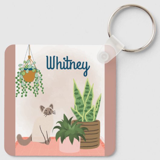 Aangepaste Plant- en kattendekketting Sleutelhanger (Achterkant)