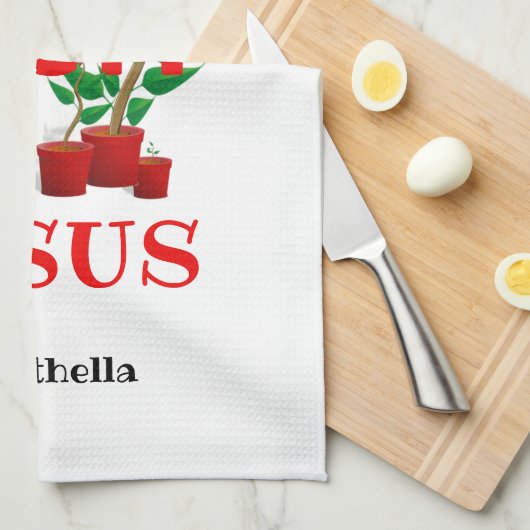 Aangepaste PLANT MOM LOVES JESUS Theedoek (Quarter Fold)