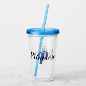 Aangepaste plastic trommel met deksel en stro acryl drinkbeker (Achterkant)