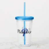 Aangepaste plastic trommel met deksel en stro acryl drinkbeker (Voorkant)