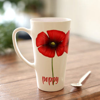 Aangepaste platte bloem met bloem grote latte Mok