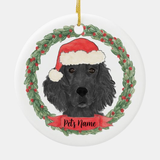 Aangepaste platte coating retriever keramisch ornament (Achterkant)