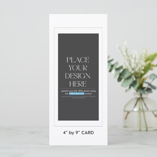 Aangepaste platte menukaart - 4x9 inch (Staand voorkant)