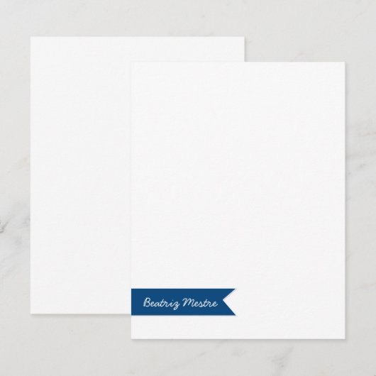 Aangepaste platte notitiekaart blauwe banner | Mil Notitiekaartje (Voorkant / Achterkant)