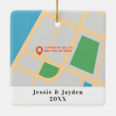 Aangepaste plattegrond 1e Kerstmis in onze eerste  Keramisch Ornament (Achterkant)