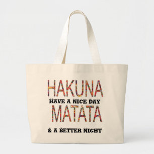 Aangepaste pleister op een fijne dag beter nacht grote tote bag