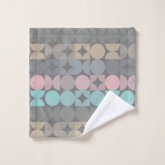 Aangepaste Plezier Abstracte Circles Squares Popar Bad Handdoek (Wasdoekje)