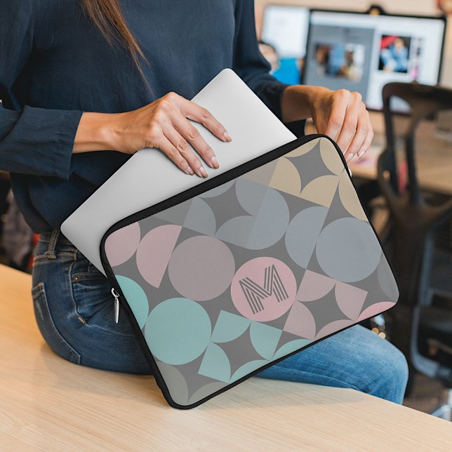 Aangepaste Plezier Abstracte Circles Squares Popar Laptop Sleeve (Creator heeft geüpload)