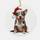Aangepaste plezier Australische vee hond kerst hon Keramisch Ornament (Voorkant)