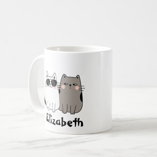 Aangepaste plezier "Mijn kinderen Spint" Zwart-wit Koffiemok (Voorkant links)