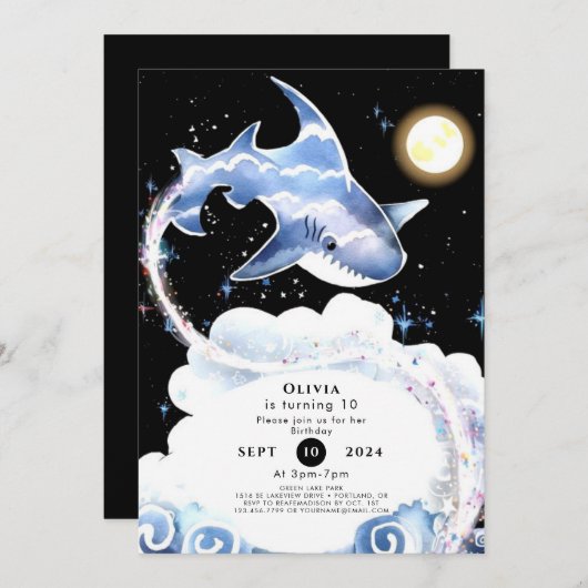 Aangepaste plezier onderwater haai verjaardag kaart (Voorkant / Achterkant)