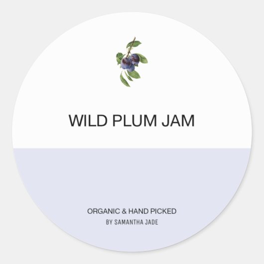 Aangepaste plum Jam & Preserve Jar Labels voor Pan (Voorkant)