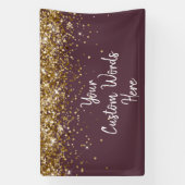 Aangepaste Plum Paarse Gouden Verjaardag Party Pho Spandoek (Verticaal)