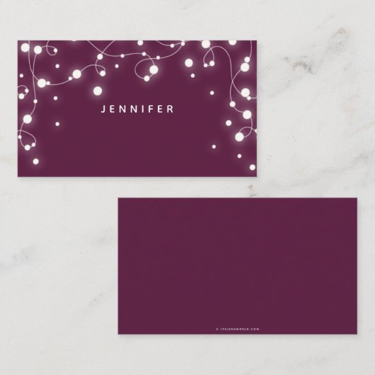 Aangepaste Plum Sparkling Lights Kerstmis Plaatskaartje (Voorkant / Achterkant)