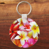 Aangepaste Plumeria Frangipani Hawaii Bloem Sleutelhanger (Voorkant)