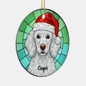 Aangepaste Poedel Hond Santa Hat Glas in lood Keramisch Ornament (Rechts)