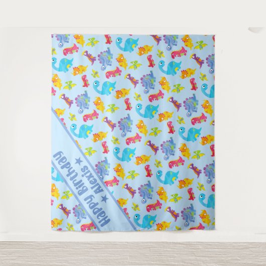 Aangepaste poederblauwe malle dinosaurus thema ver wandkleed (Voorkant)