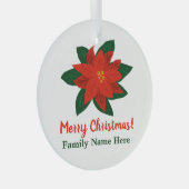 Aangepaste poinsettia bloemgroenkerstboom glas ornament (Voorkant Rechts)