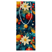 Aangepaste Poinsettia en Ornament Kersttas Wijn Cadeautas (Achterkant)