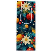 Aangepaste Poinsettia en Ornament Kersttas Wijn Cadeautas (Voorkant)