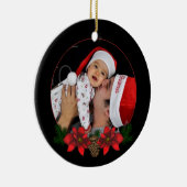 Aangepaste poinsettia Holiday-fotoversiering Keramisch Ornament (Rechts)