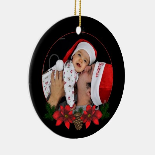 Aangepaste poinsettia Holiday-fotoversiering Keramisch Ornament (Rechts)