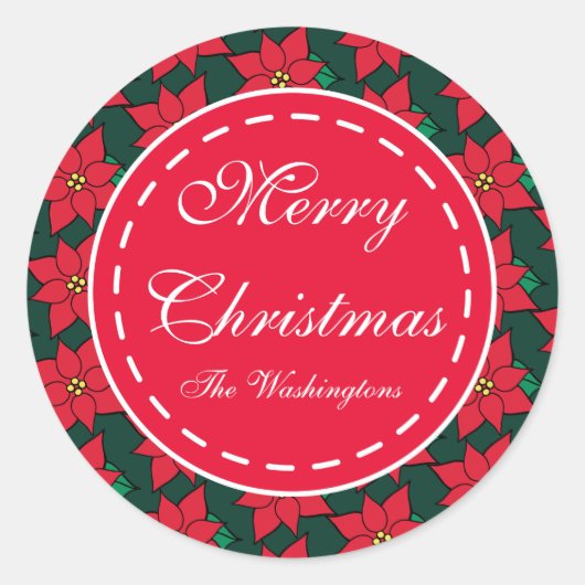 Aangepaste Poinsettia Kerst Gift Label Stickers (Voorkant)