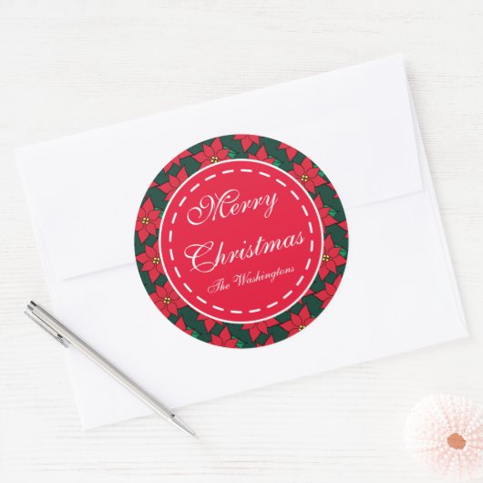 Aangepaste Poinsettia Kerst Gift Label Stickers (Envelop)