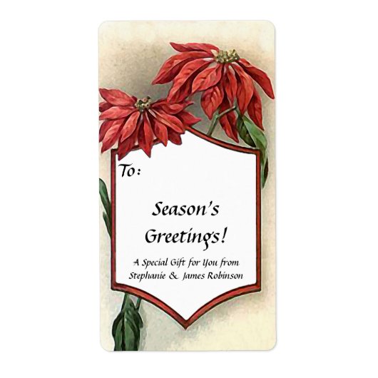 Aangepaste Pointsettia Gift Label Labels (Voorkant)