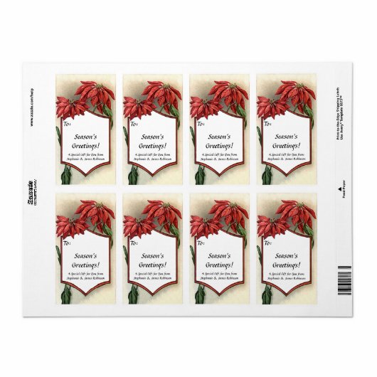 Aangepaste  Pointsettia Gift Label Labels (Full Sheet)