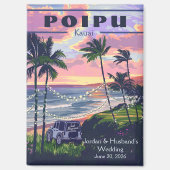Aangepaste Poipu Kauai bruiloft 3 magneet (Voorkant)