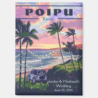 Aangepaste Poipu Kauai bruiloft 3 magneet