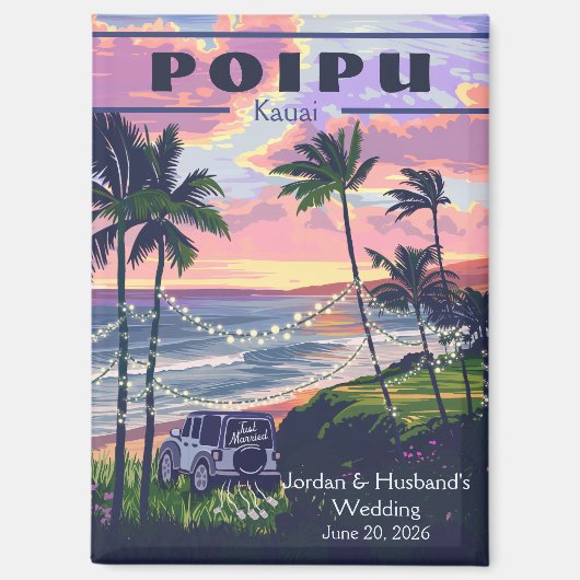 Aangepaste Poipu Kauai Huwelijk 2 Magneet (Voorkant)