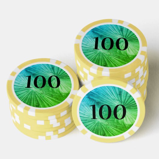 Aangepaste poker chip tokens met palmblad foto (Opstapeling)